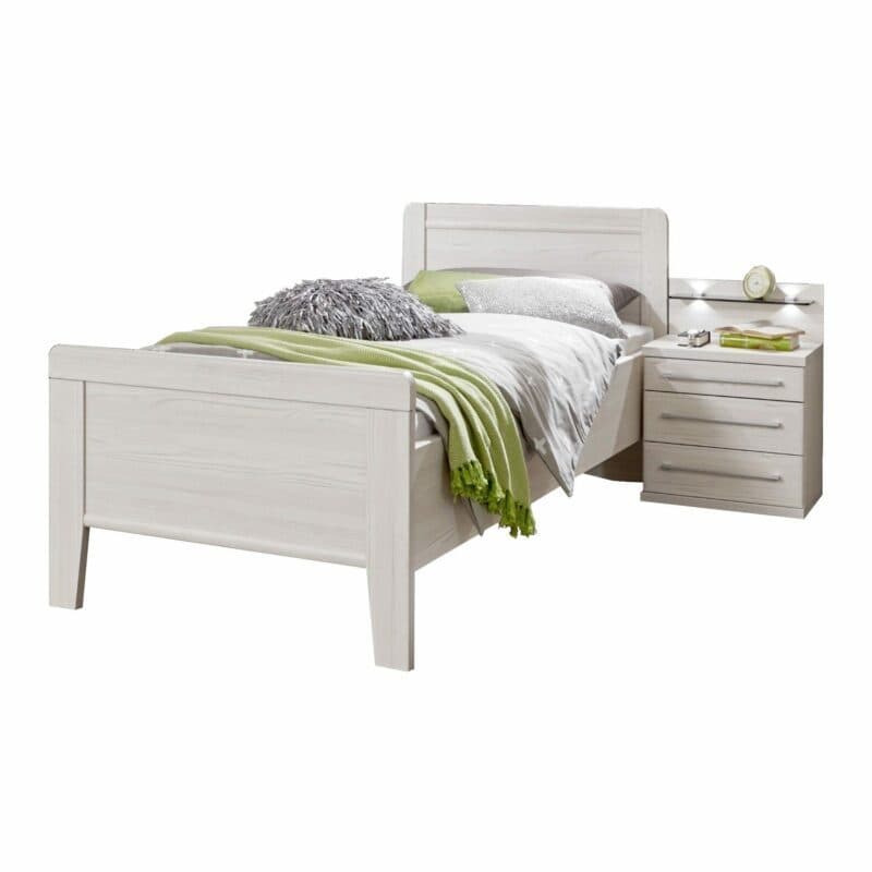 Trendstore LS 961017 Bett mit Nachttisch in Lärche Dekor als Freisteller.