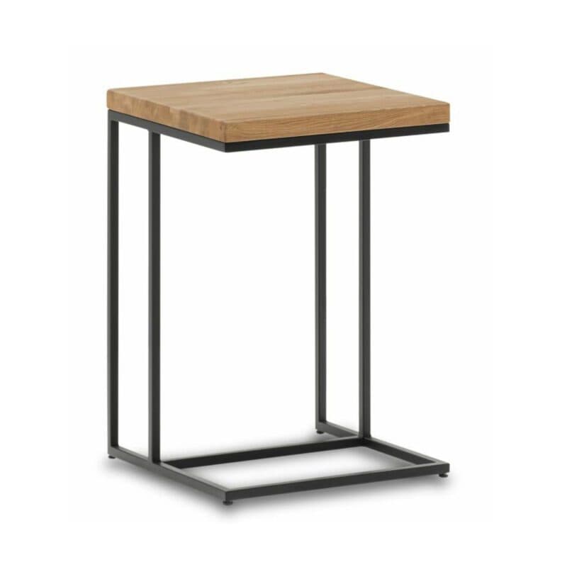 Natura Farmingdale Beistelltisch mit Tischplatte aus Massivholz und Gestell aus Metall in Schwarz