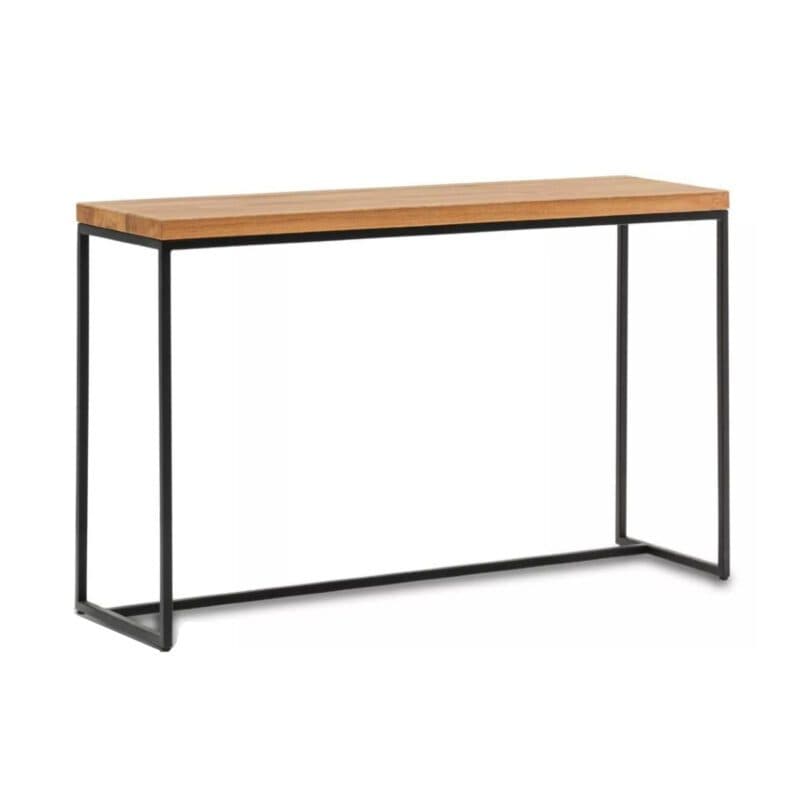 Natura Farmingdale Konsolentisch mit Tischplatte aus Massivholz und Gestell aus Metall in Schwarz