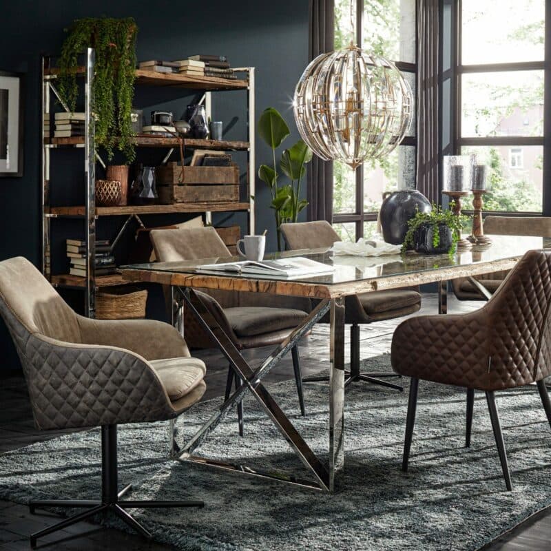 Natura Lebensart Rockfort Standregal mit fünf Böden aus Recyclingholz als Wohnbeispiel