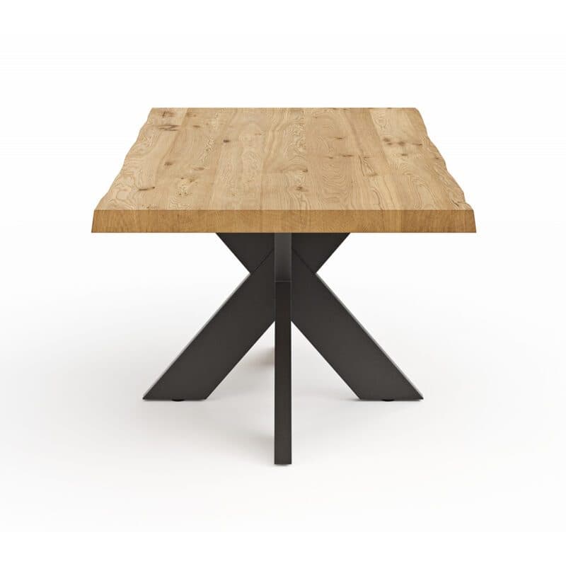 Trendstore Sitting Easy Esstisch mit Spinnenfuß zeigt Baumkante von der Seite