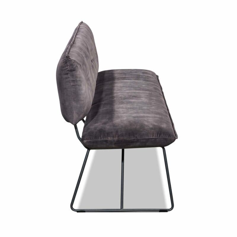 Seitenansicht der Sitzbank Pinero mit Metall-Kufengestell in Charcoal grey pulverbeschichtet