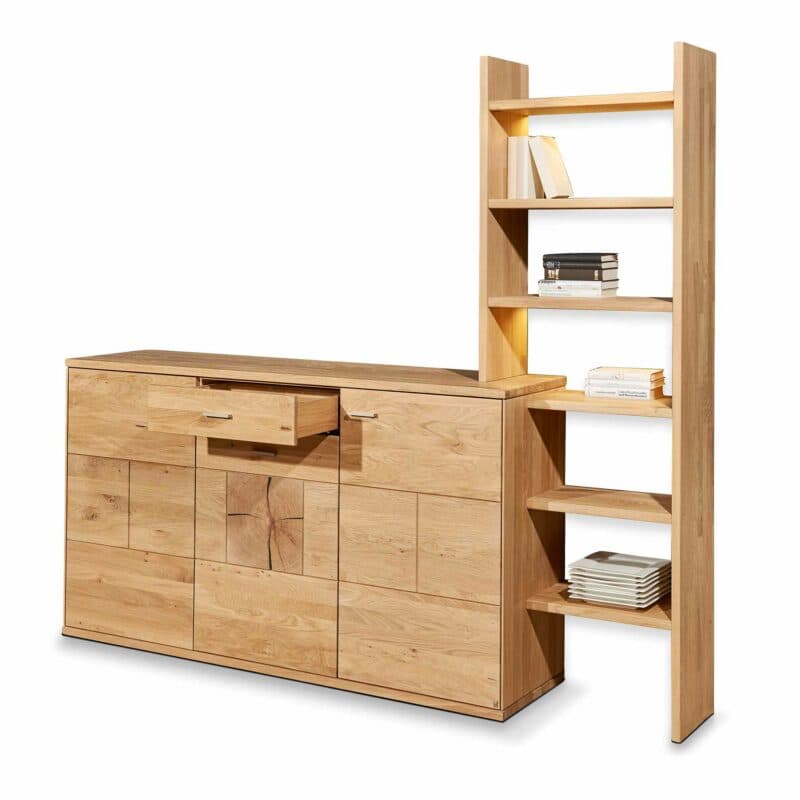 Musterring Portland Sideboard mit Regal und Beleuchtung – offene Schublade