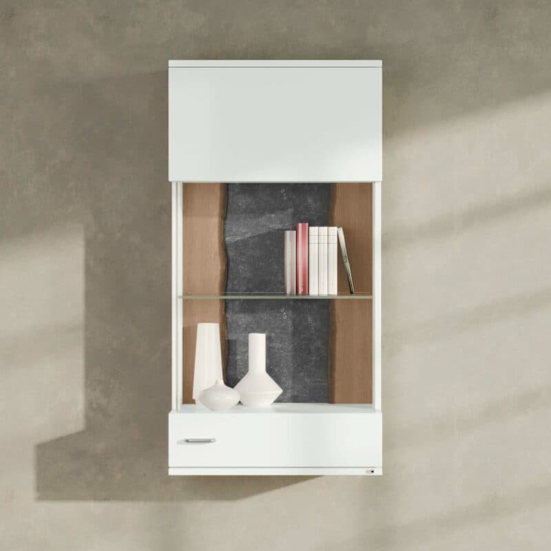 set one by Musterring Tacoma Hängeelement 22-A mit Rückwand Rindholz Eiche lackiert und Schiefer Optik