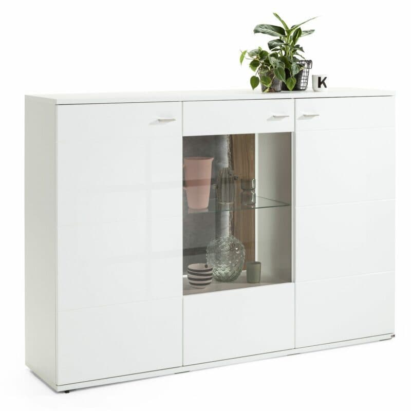 set one by Musterring Tacoma Sideboard 52-A in Arctic weiß mit Beleuchtung