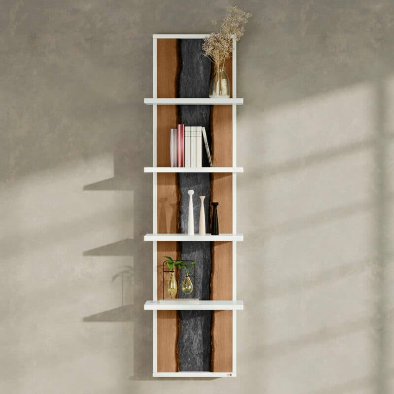 set one by Musterring Tacoma Hängepaneel 44-A mit Rückwand Rindholz Eiche lackiert und Schieferoptik