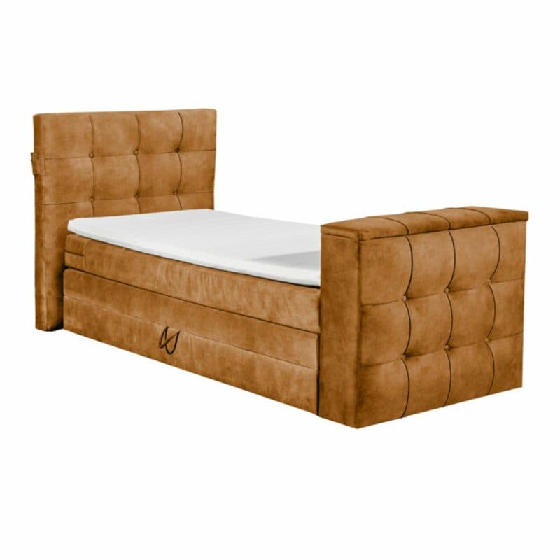set one by Musterring richmond Boxspringbett 120 x 200 cm mit einem Microveloursbezug in Amber