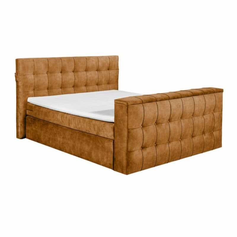 set one by Musterring richmond Boxspringbett 180 x 200 cm mit einem Microveloursbezug in Amber