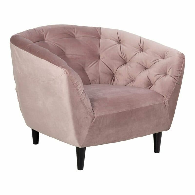 Trendstore Alfea Sessel in Bezug Dusty Rose mit schwarzen Füßen
