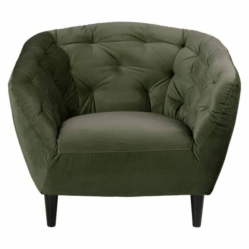 Trendstore Alfea Sessel in Bezug Waldgrün mit schwarzen Füßen