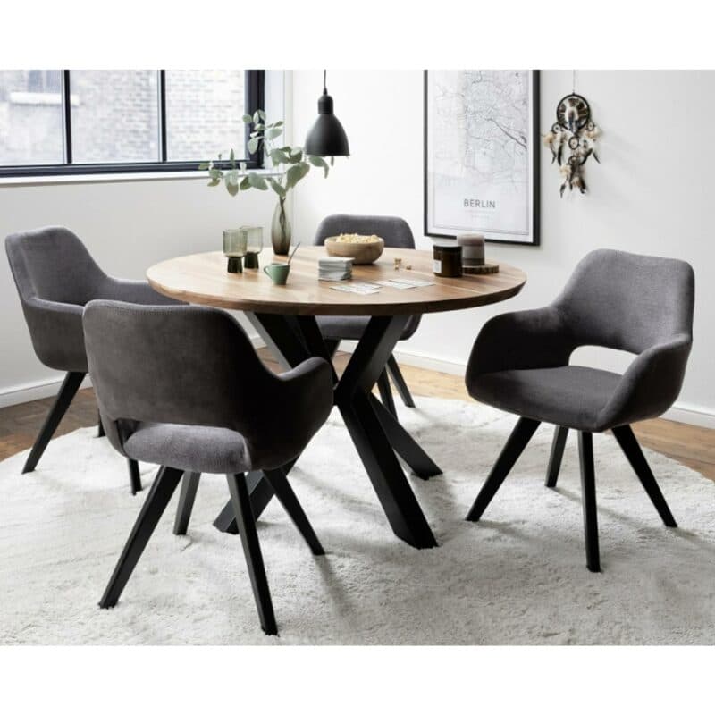 Trendstore Macie Armlehnstuhl in anthrazit mit Gestell in schwarz