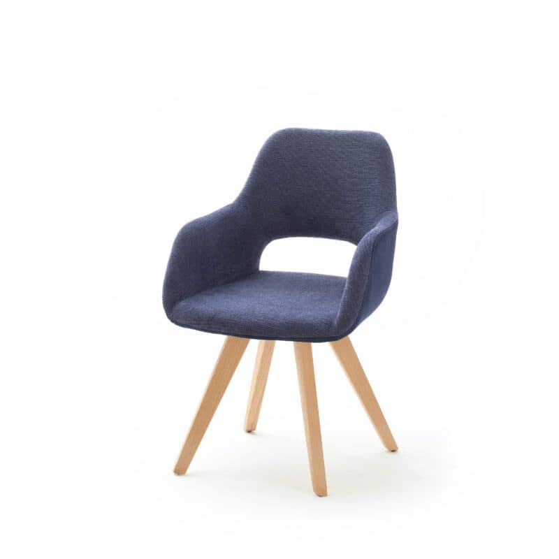 Trenstore Macie Armlehnstuhl in Bezug Fantasy 8206/Arizona 4412 nachtblau mit Gestell Wildeiche geölt