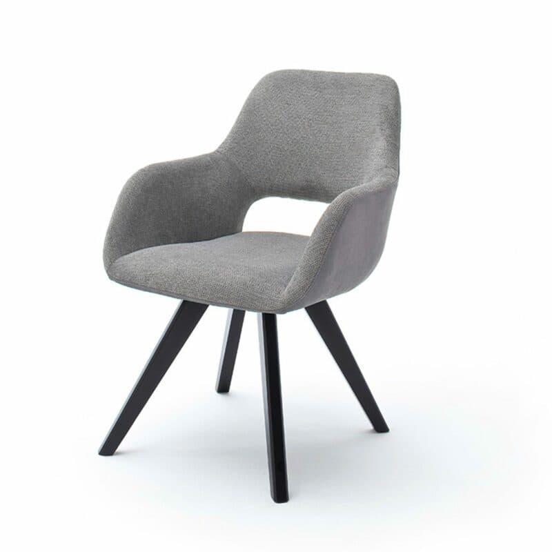 Trendstore Macie Armlehnstuhl in lichtgrau mit Gestell in schwarz