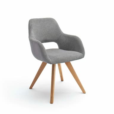 Trendstore Macie Armlehnstuhl in Bezug lichtgrau mit Gestell in Wildeiche geölt