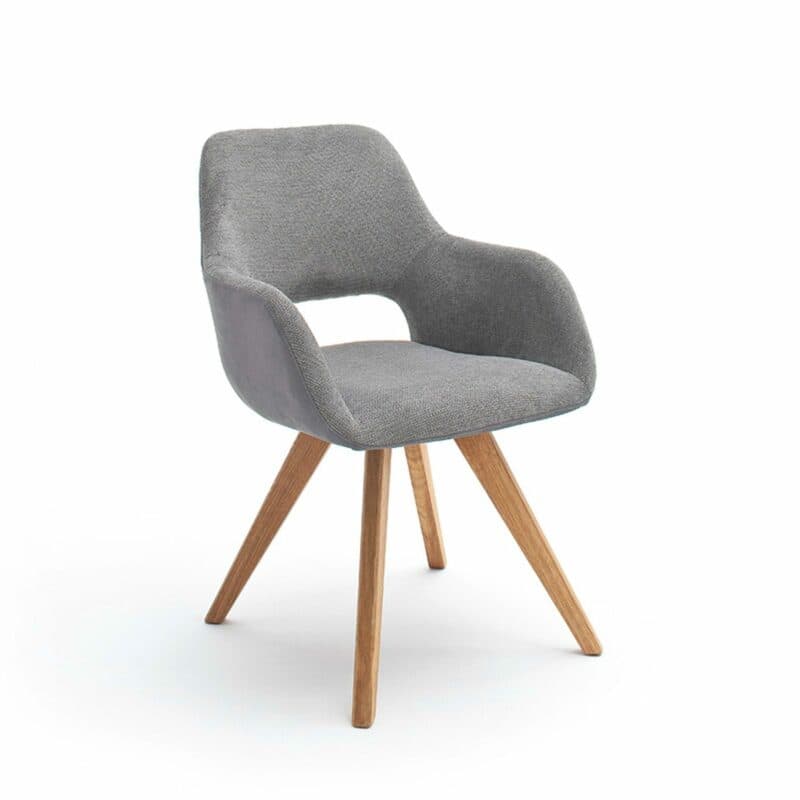 Trendstore Macie Armlehnstuhl in Bezug lichtgrau mit Gestell in Wildeiche geölt