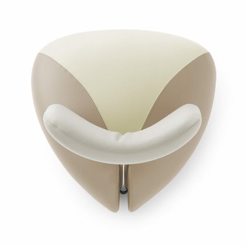 Leolux Pallone Sessel in Leder Senso Egret, Off White und Polar