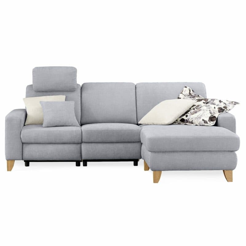 Trendstore Calm Plus Ecksofa in Bezug Yelda light blue mit Relaxfunktion, Ottomane rechts