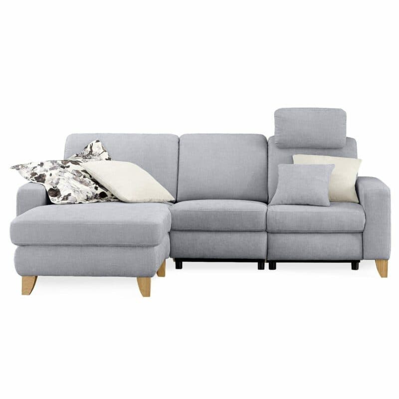 Trendstore Calm Plus Ecksofa in Bezug Yelda light blue mit Relaxfunktion, Ottomane links
