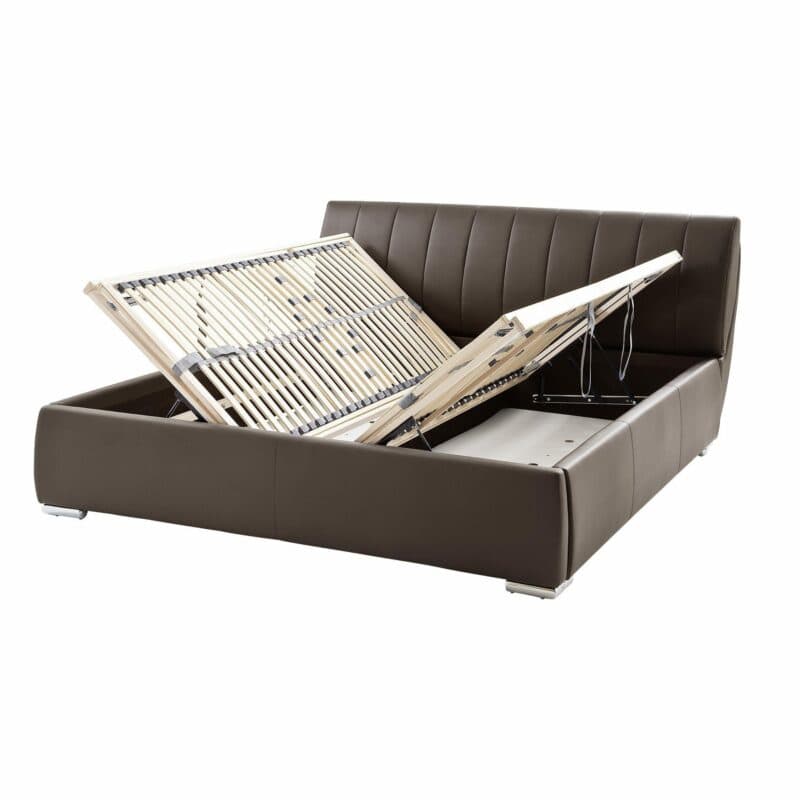 Trendstore Bern Polsterbett in Braun Ansicht Bettkasten