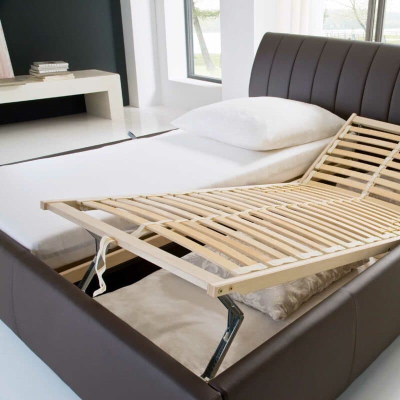 Trendstore Bern Polsterbett in Braun Ansicht Lattenrost