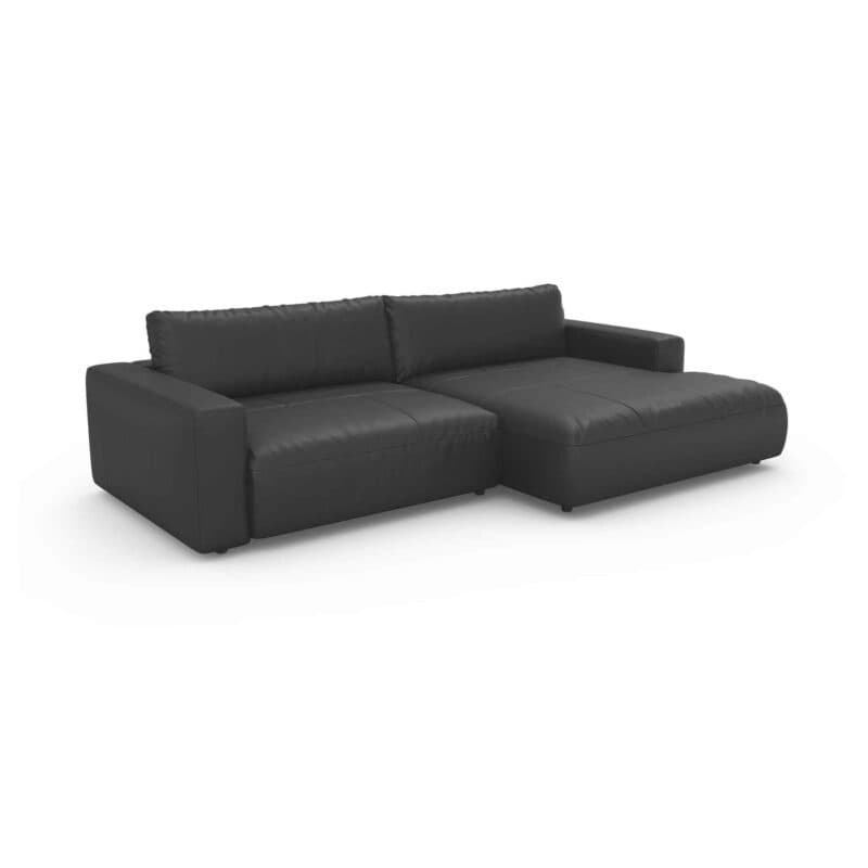 Musterring Lucia Ledersofa mit Bezug Unique in Brown und Ottomane links in frontaler Ansicht