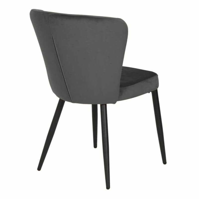 set one by Musterring Norman Polsterstuhl mit Vierfußgestell in Schwarz und Samtbezug in Anthrazit in schräger Ansicht von hinten.