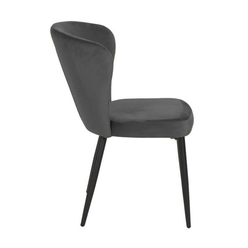 set one by Musterring Norman Polsterstuhl mit Vierfußgestell in Schwarz und Samtbezug in Anthrazit von der Seite.