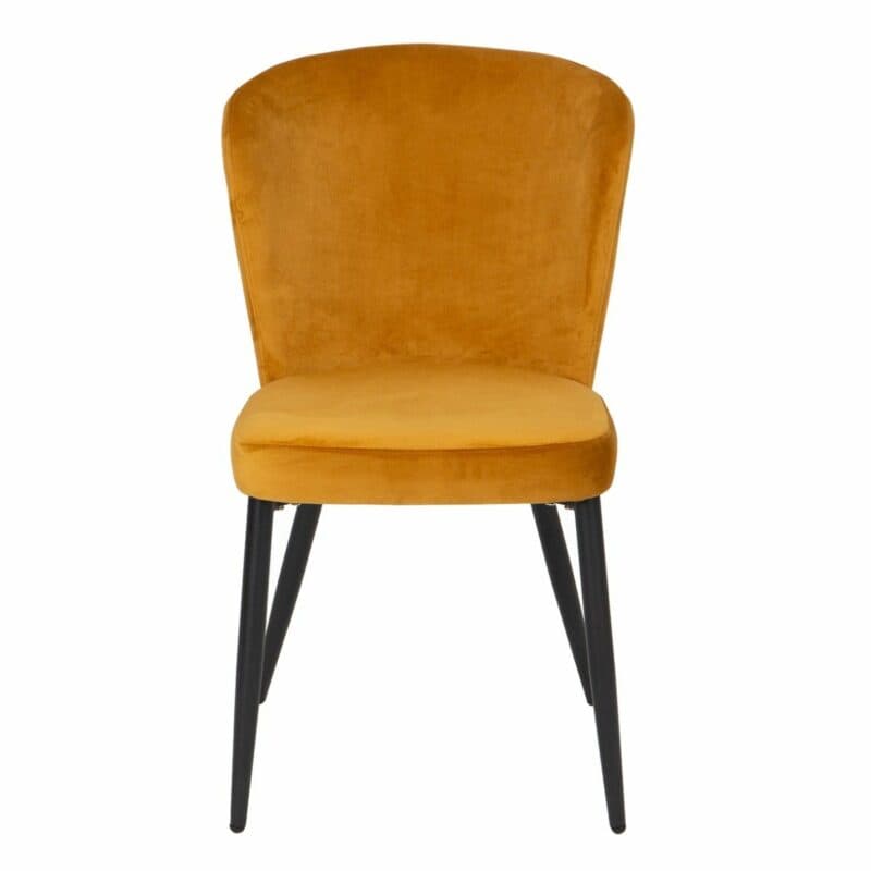 set one by Musterring Norman Polsterstuhl mit Vierfußgestell in Schwarz und Samtbezug in Gold von vorne.