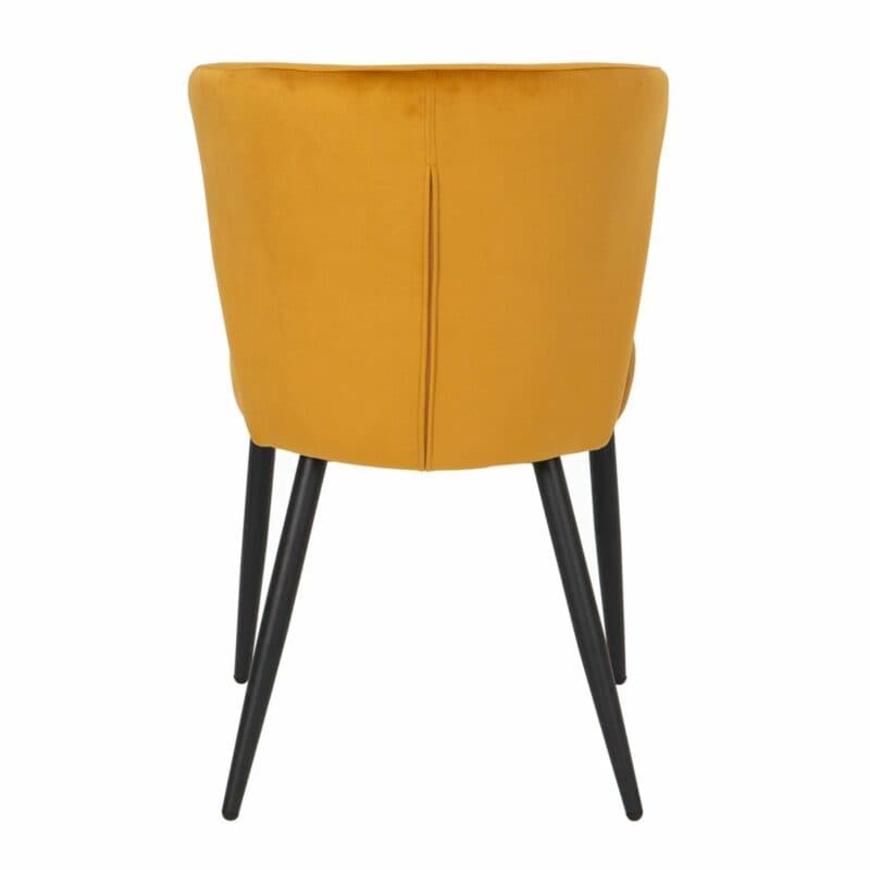 set one by Musterring Norman Polsterstuhl mit Vierfußgestell in Schwarz und Samtbezug in Gold von hinten.