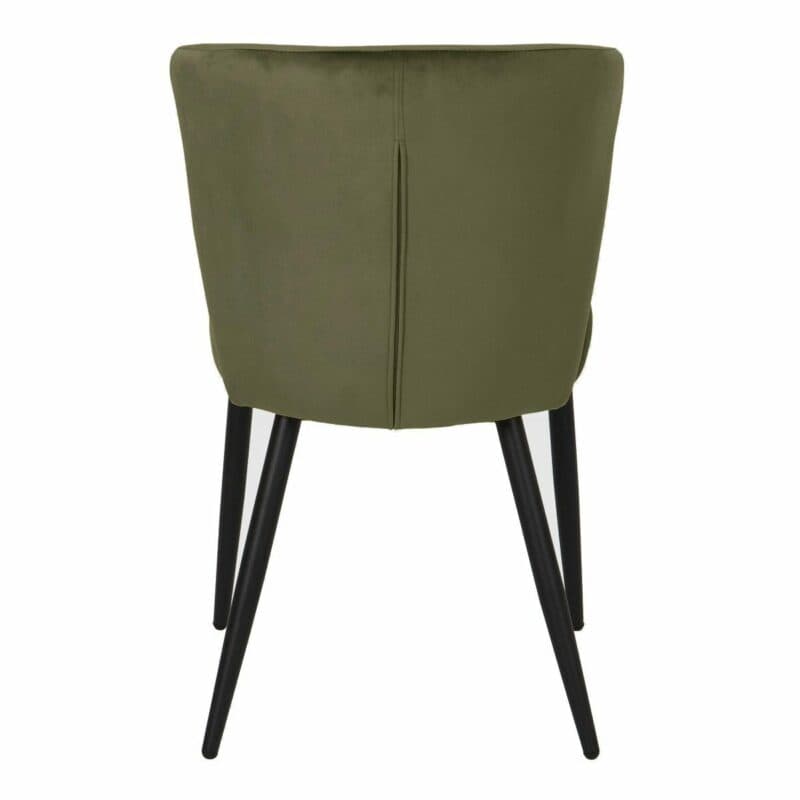 set one by Musterring Norman Polsterstuhl mit Vierfußgestell in Schwarz und Samtbezug in Olivgrün von hinten.