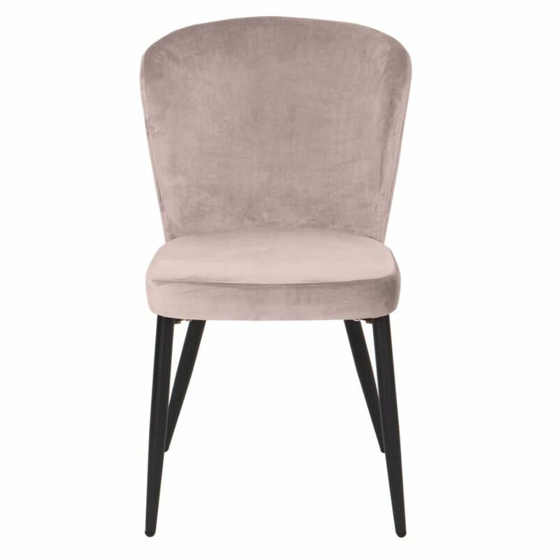 set one by Musterring Norman Polsterstuhl mit Vierfußgestell in Schwarz und Samtbezug in Rosa von vorne.