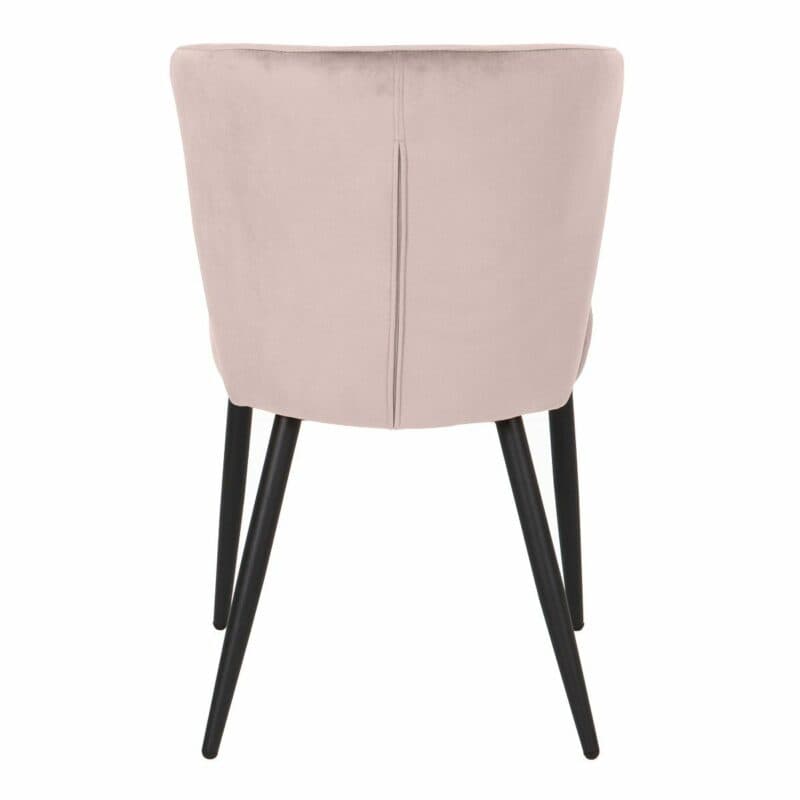set one by Musterring Norman Polsterstuhl mit Vierfußgestell in Schwarz und Samtbezug in Rosa von hinten.