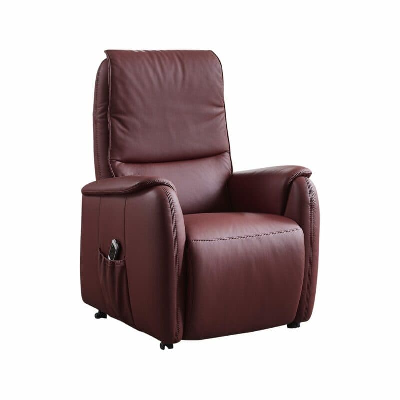 Europa Möbel Collection EM Witten Fernsehsessel mit Lederbezug in Merlot.