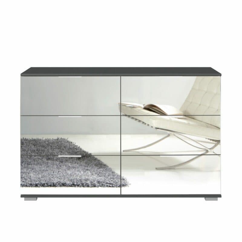 Wimex Easy Plus Sideboard mit Front in Spiegelglas und Korpus in Graphit.