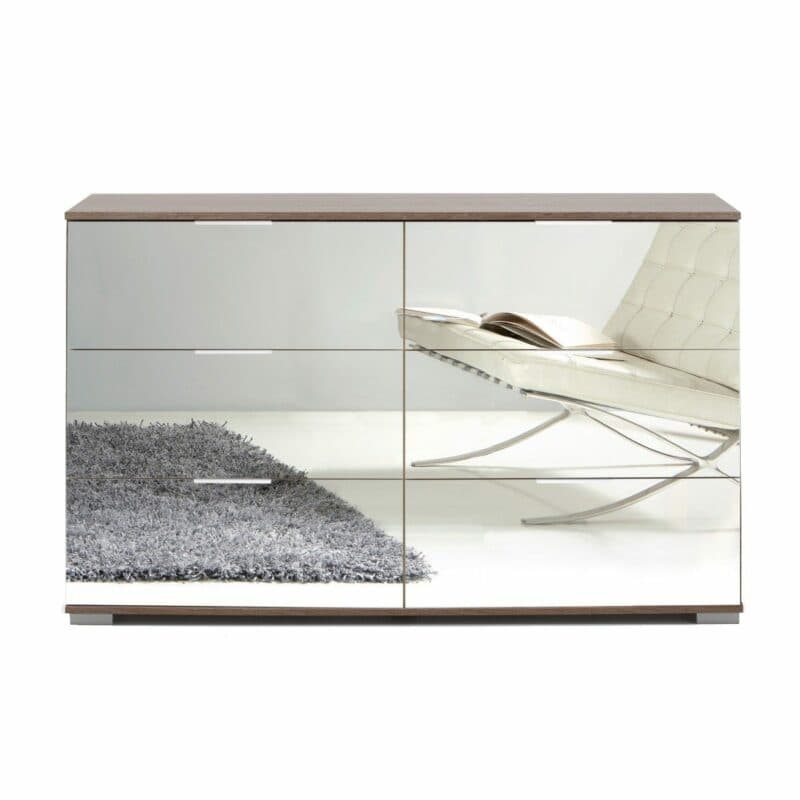 Wimex Easy Plus Sideboard mit Front in Spiegelglas und Korpus in Schlammeiche Dekor.