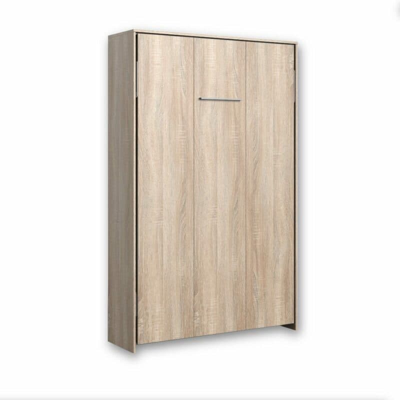 Wimex Juist Schrankbett 120x200 cm, vertikal in Eiche als Freisteller in zugeklapptem Zustand.