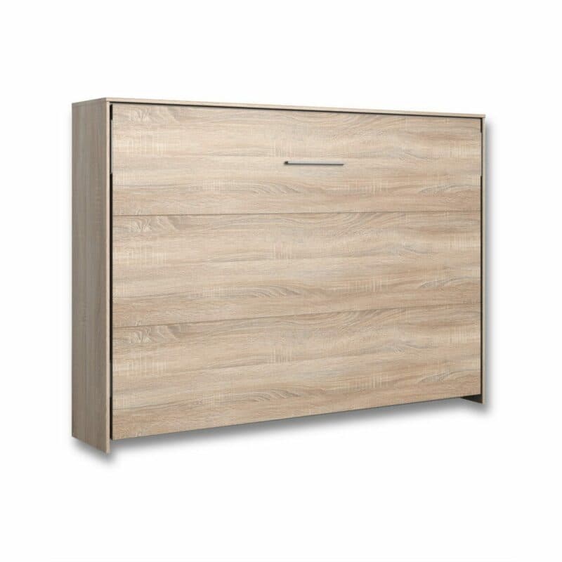 Wimex Juist Schrankbett 140x200 cm in Eiche Dekor als Freisteller in zugeklapptem Zustand.