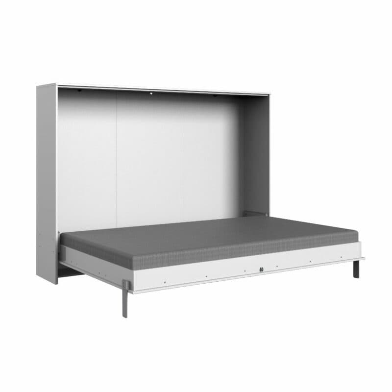 Wimex Juist Schrankbett 140x200 cm in Weiß als Freisteller in aufgeklapptem Zustand.