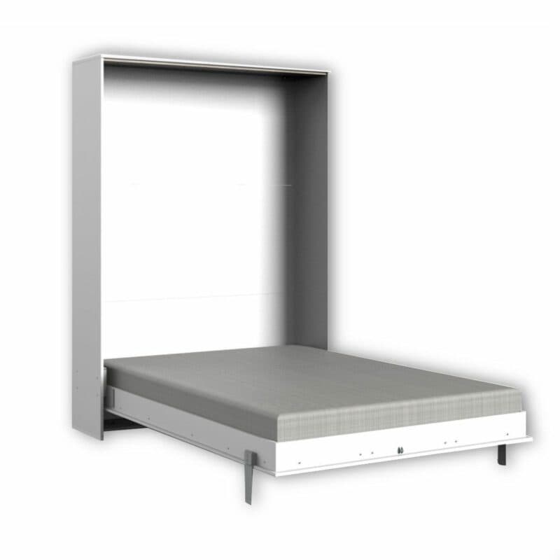 Wimex Juist Schrankbett 140x200 cm, vertikal in Weiß als Freisteller in aufgeklapptem Zustand.