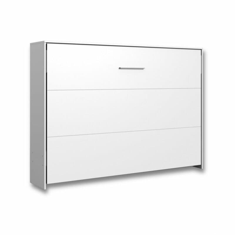 Wimex Juist Schrankbett 140x200 cm in Weiß als Freisteller in zugeklapptem Zustand.