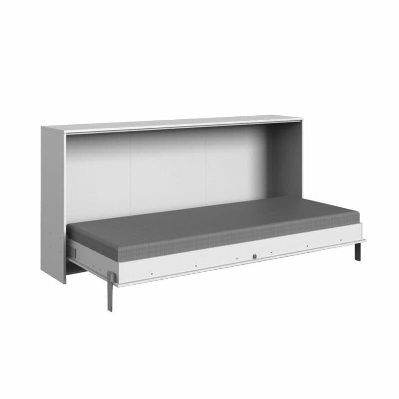 Wimex Juist Schrankbett 90x200 cm in Weiß als Freisteller in aufgeklapptem Zustand.