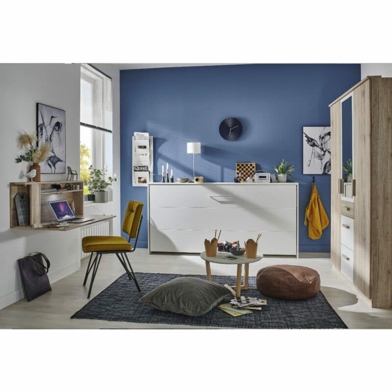 Wimex Juist Schrankbett 90x200 cm in Weiß als Wohnbeispiel in zugeklapptem Zustand.