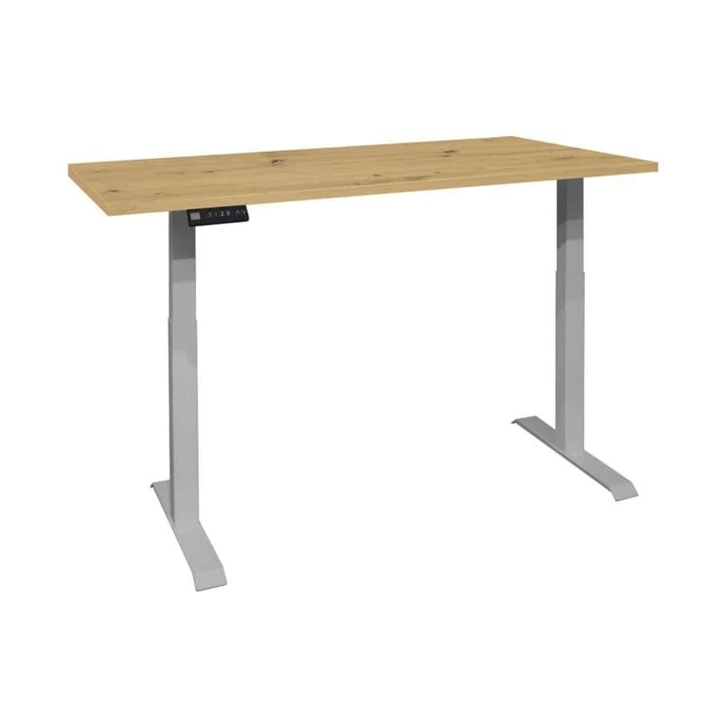 Trendstore Multi-TS Office Schreibtisch mit Tischplatte in Asteiche Nachbildung und Gestell in Silber