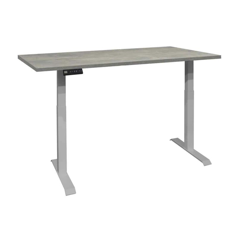 Trendstore Multi-TS Office Schreibtisch mit Tischplatte in Beton-Optik und Gestell in Silber