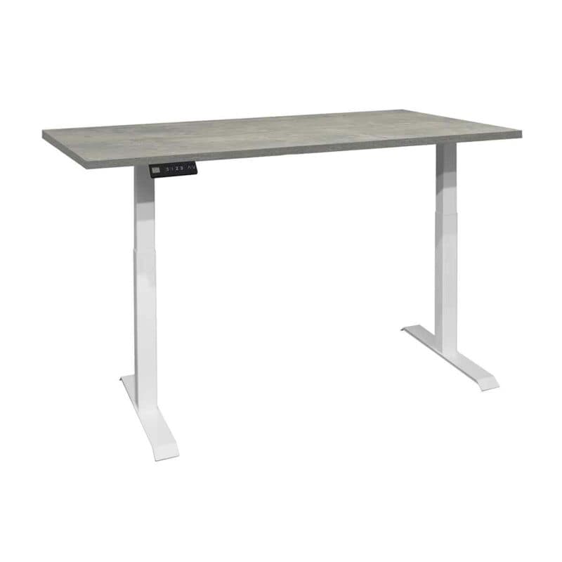 Trendstore Multi-TS Office Schreibtisch mit Tischplatte in Beton-Optik und Gestell in Weiß