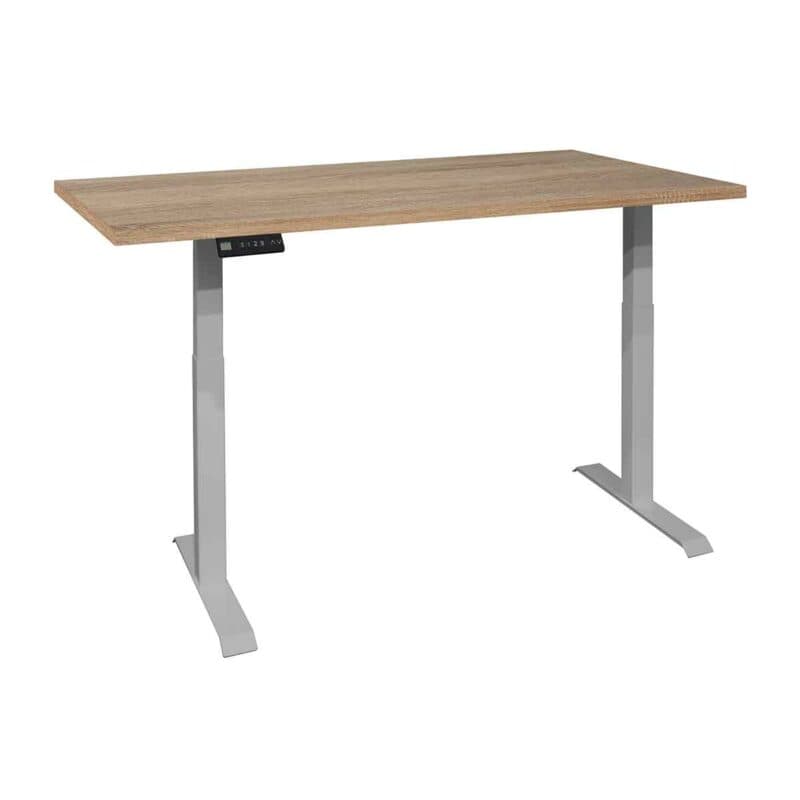 Trendstore Multi-TS Office Schreibtisch mit Tischplatte in Eiche sägerau Nachbildung und Gestell in Silber