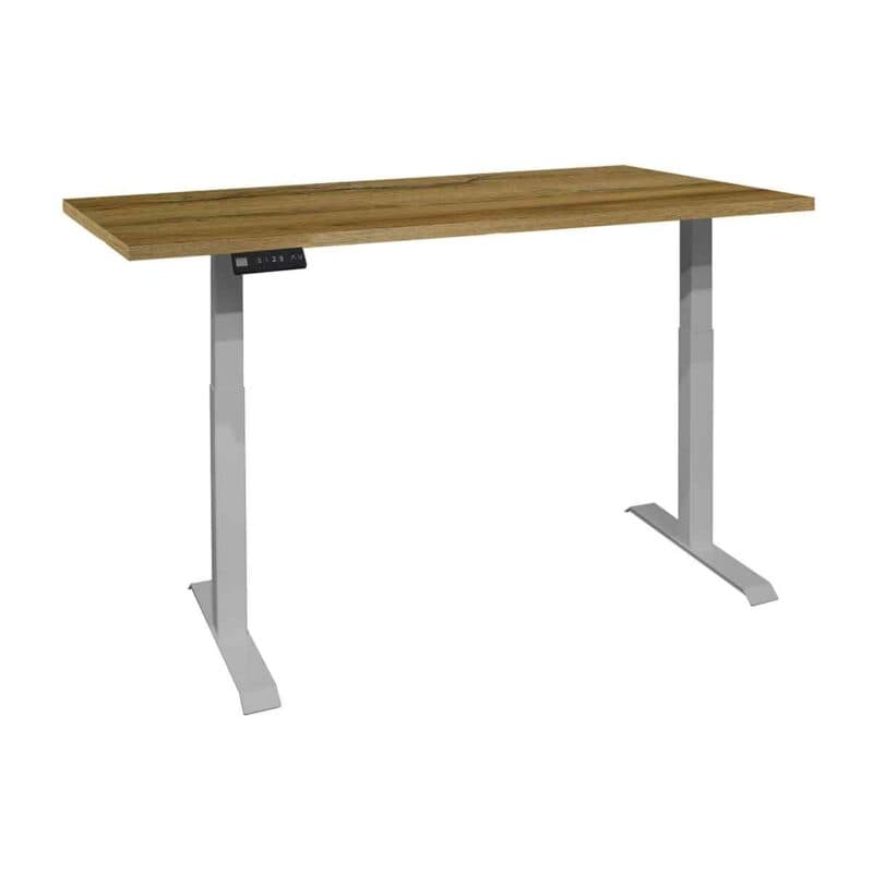 Trendstore Multi-TS Office Schreibtisch mit Tischplatte in Grandson Oak Dekor und Gestell in Silber