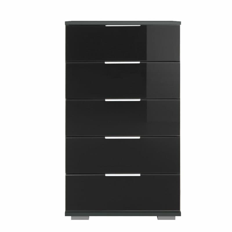 Wimex Easy Plus Kommode – Korpus Dekor graphit, Front Glas schwarz