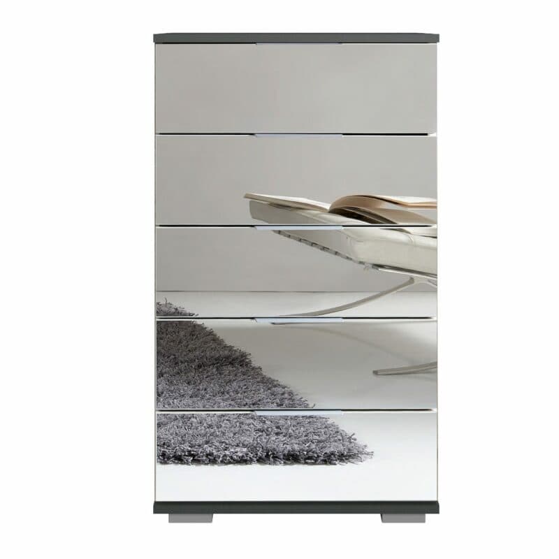 Wimex Easy Plus Kommode – Korpus Dekor graphit, Front Spiegelglas