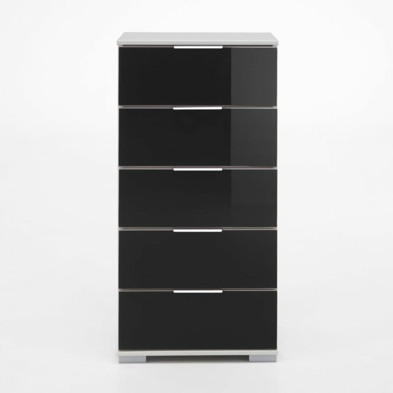 Wimex Easy Plus Kommode – Korpus Dekor weiß, Front Glas schwarz